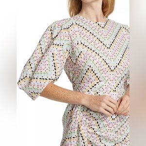 RHODE Pia dress in rainbow chevron print